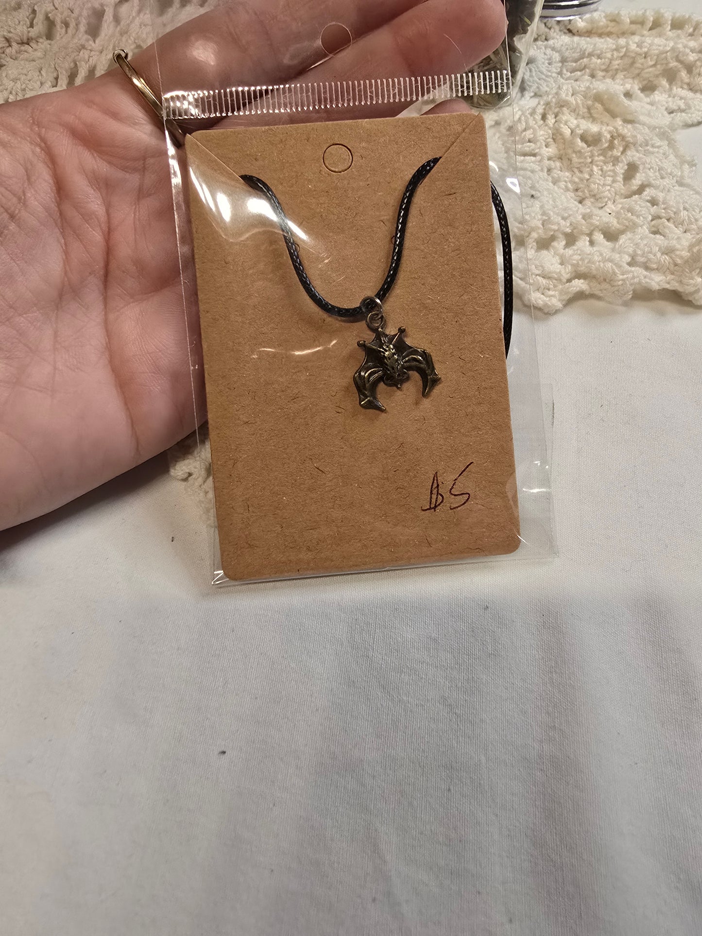 Small Old Gold Bat Necklace