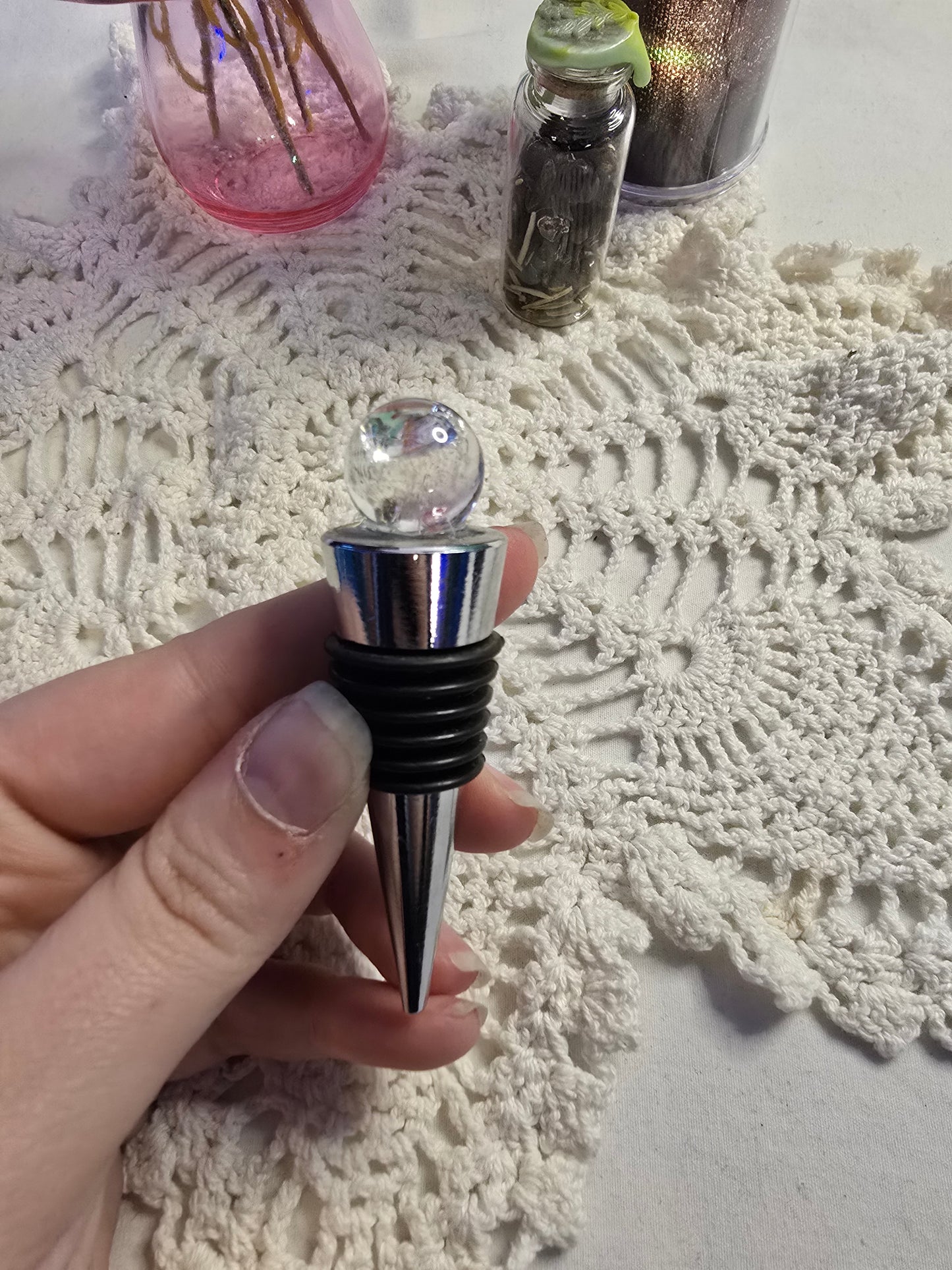 Clear Quartz Wine Stopper