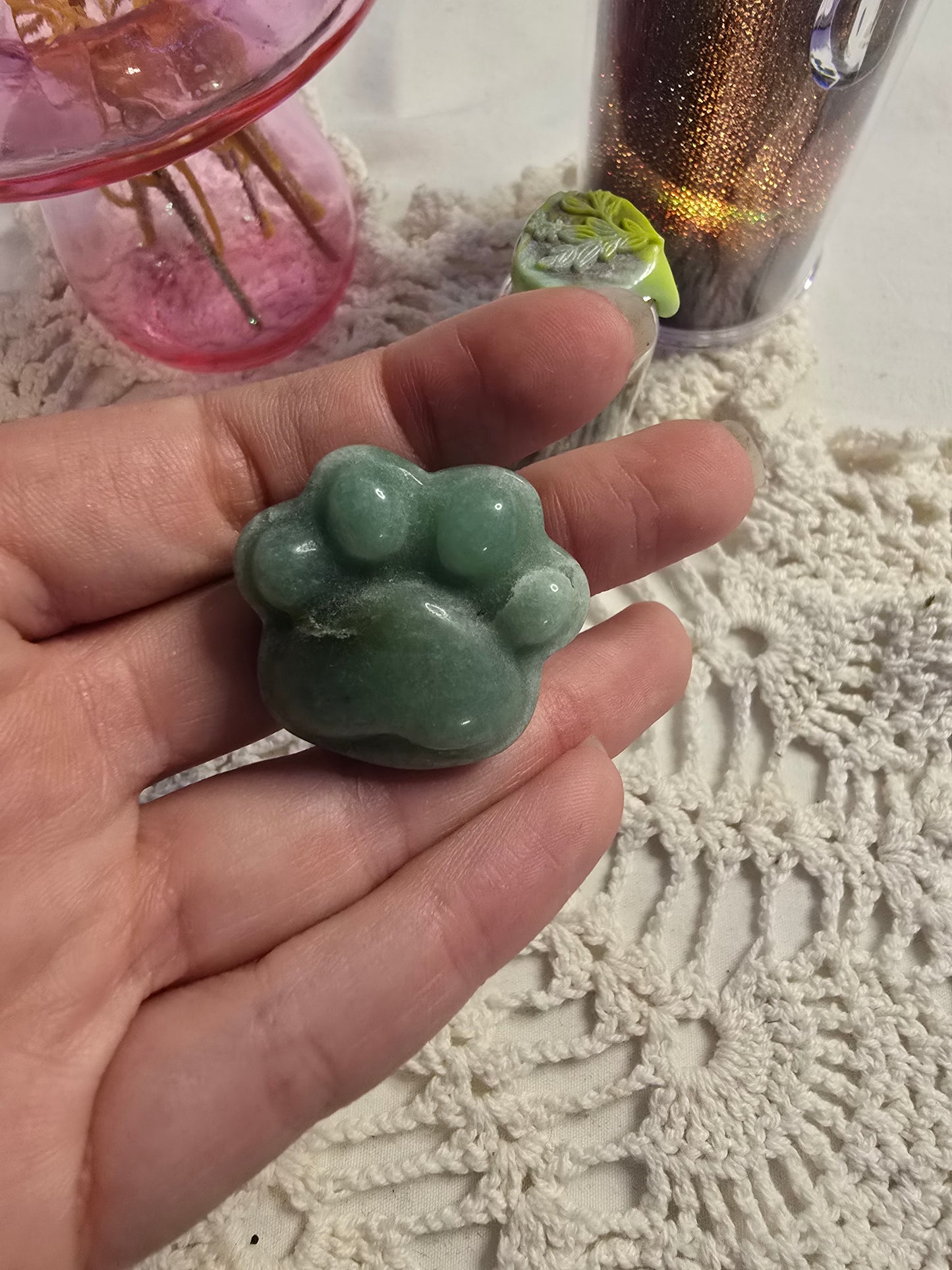 Green Aventurine Pawprint