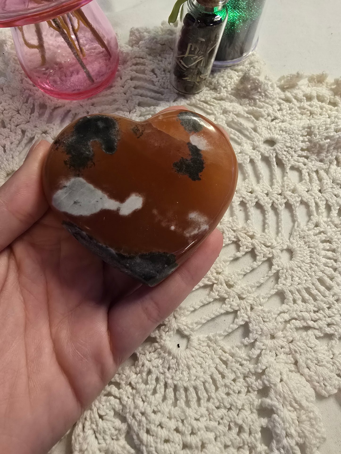 Honey Calcite Hearts