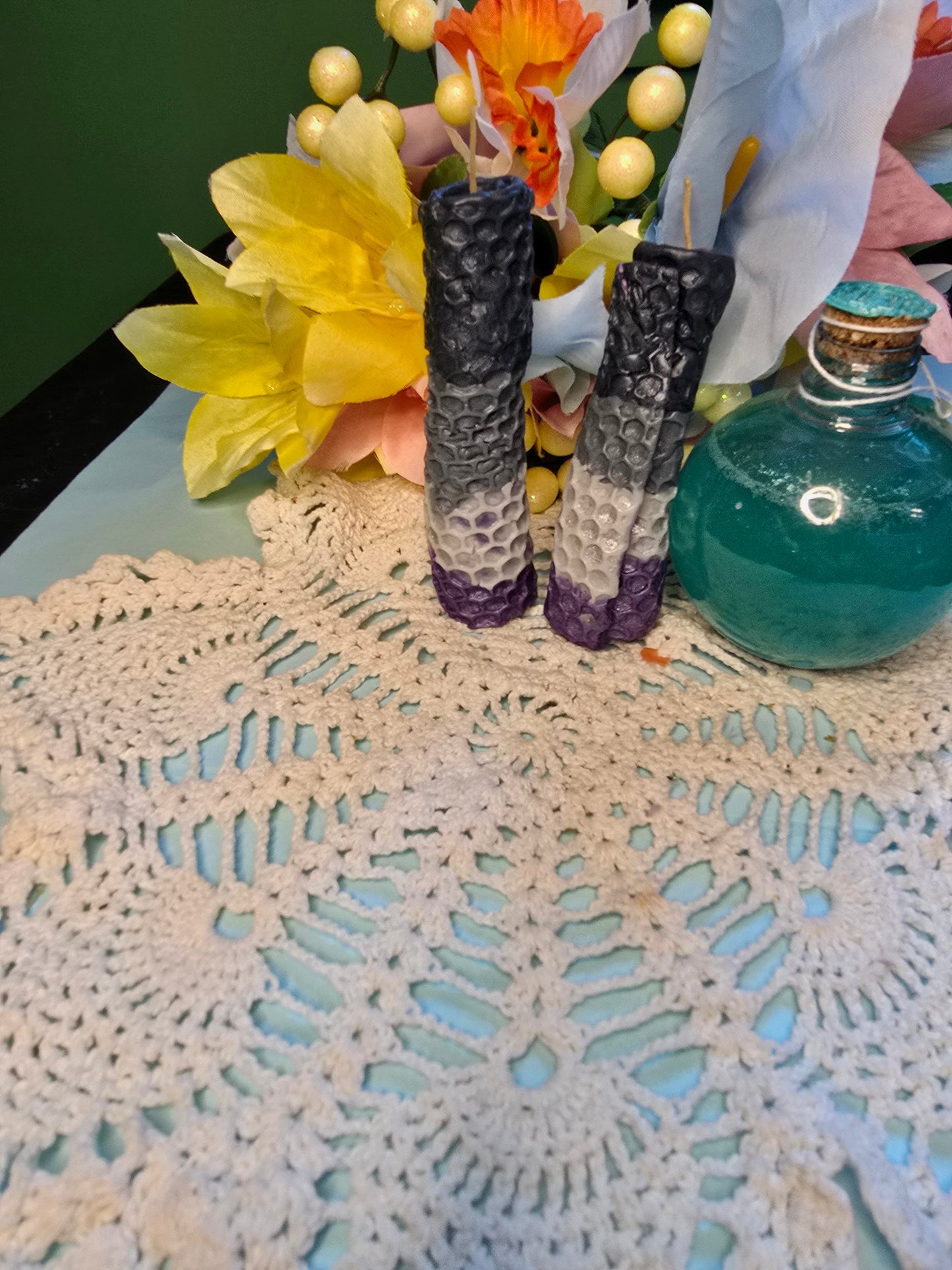 Asexual Flag Hand-Rolled Beeswax Candles