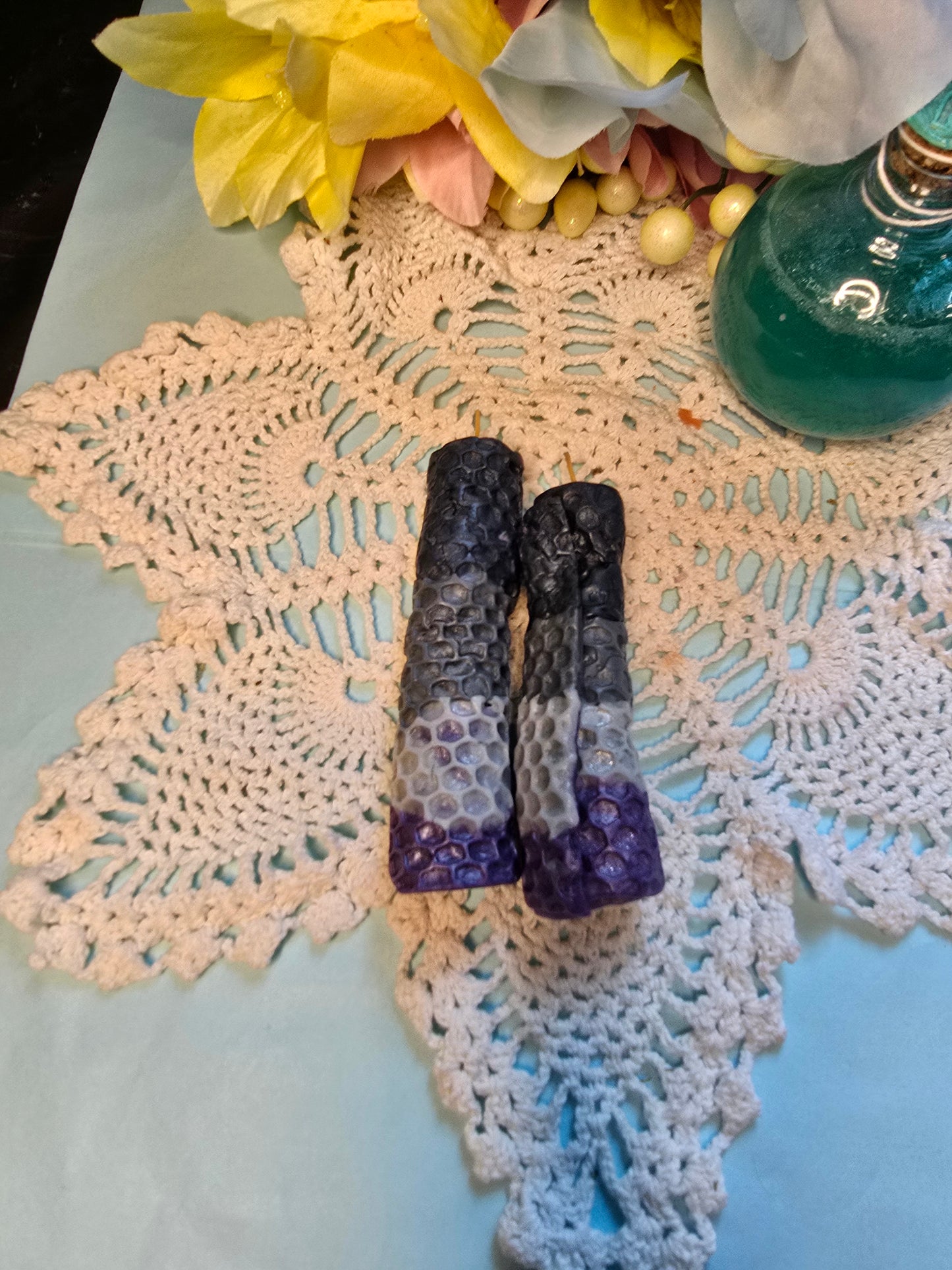 Asexual Flag Hand-Rolled Beeswax Candles
