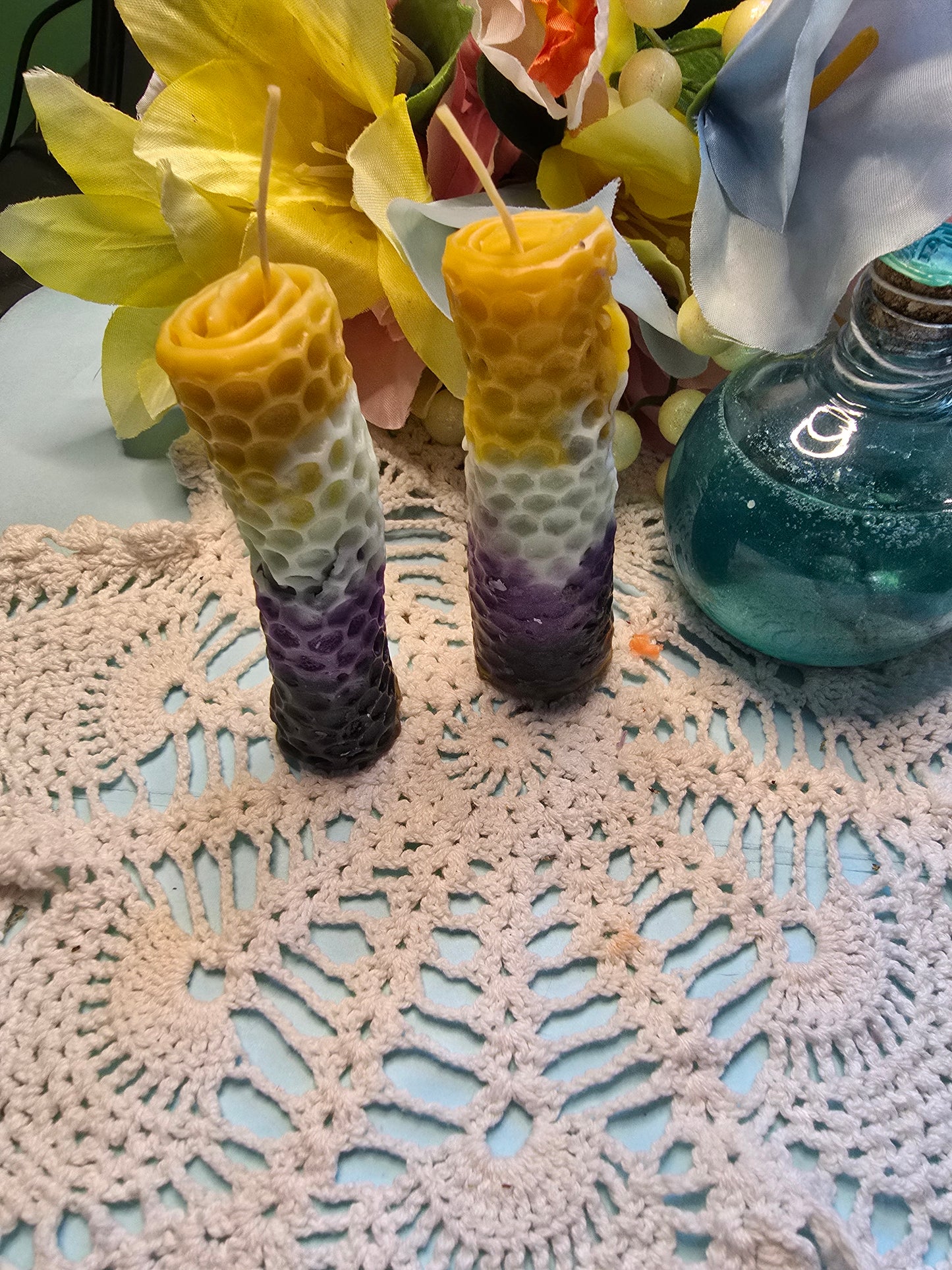 Nonbinary Flag Hand-Rolled Beeswax Candles