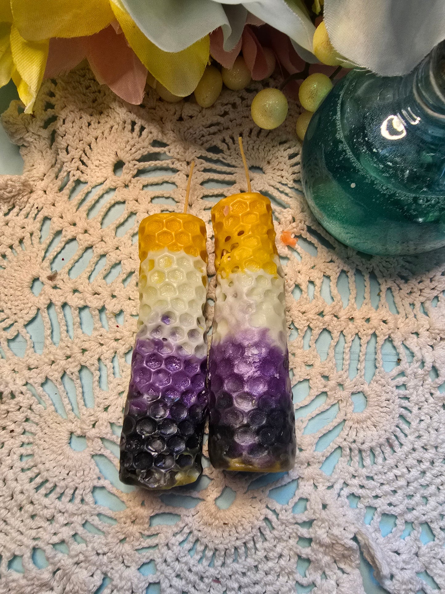 Nonbinary Flag Hand-Rolled Beeswax Candles