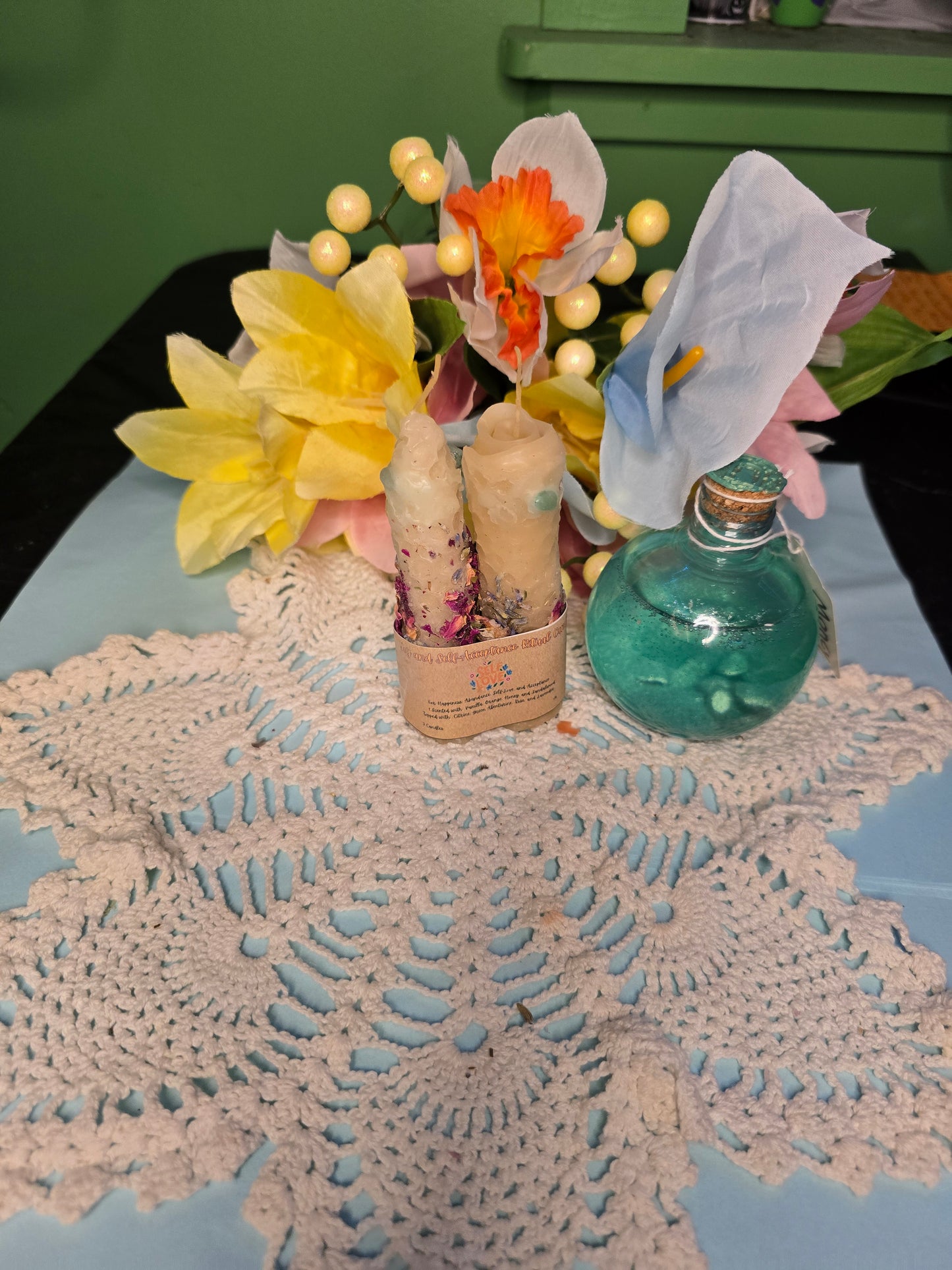 Joy and Self-Acceptance Hand-Rolled Beeswax Spell Candles
