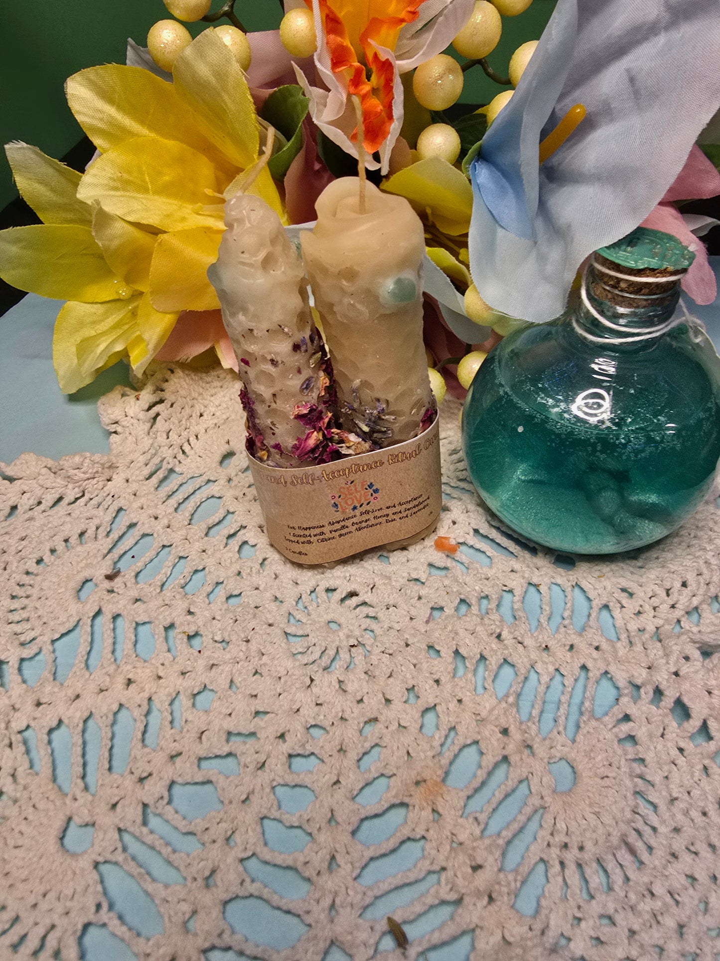 Joy and Self-Acceptance Hand-Rolled Beeswax Spell Candles