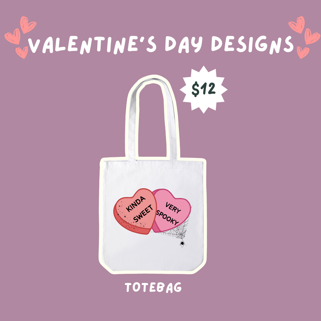 Pre-Order Kinda Sweet Very Spooky Convo Hearts Valentine's Day Totebag