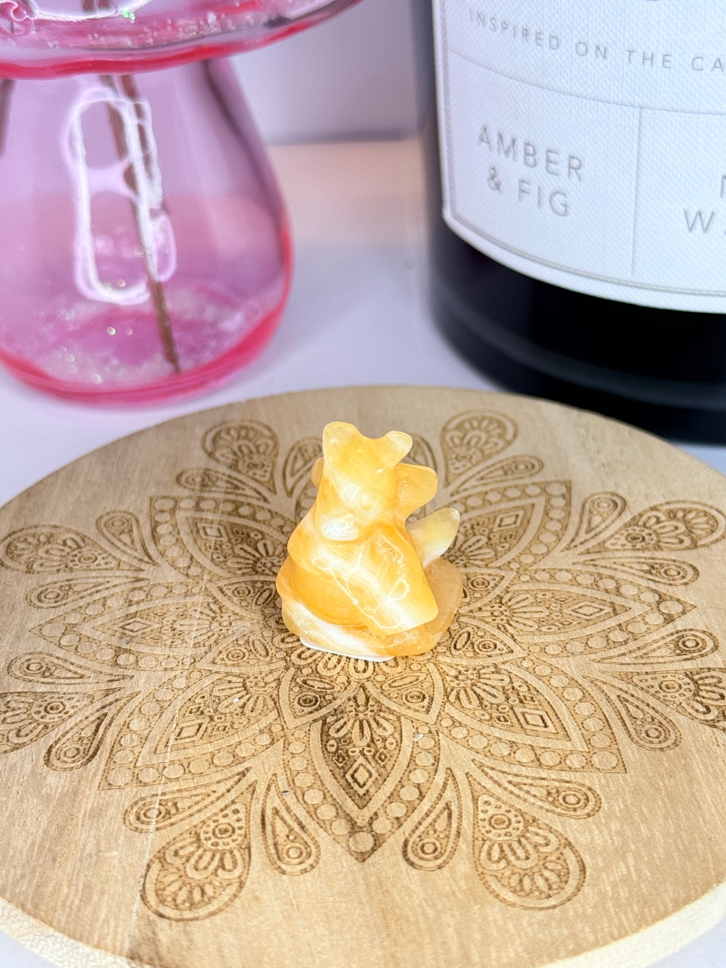 Orange Calcite Dragonite-Inspired Carving
