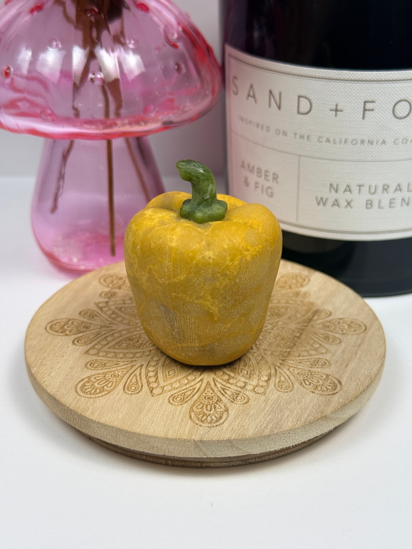 Orange Calcite and Serpentine Bell Pepper