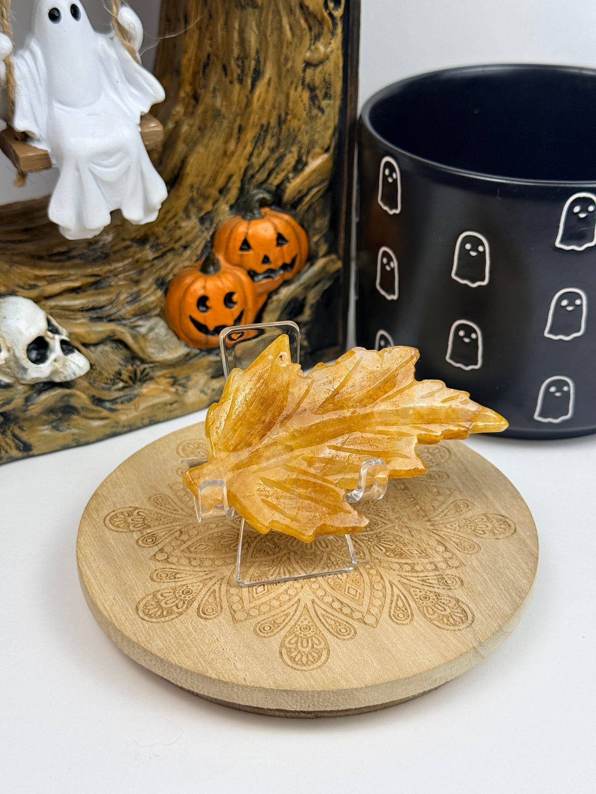 Golden Healer Quartz Leaf Carving