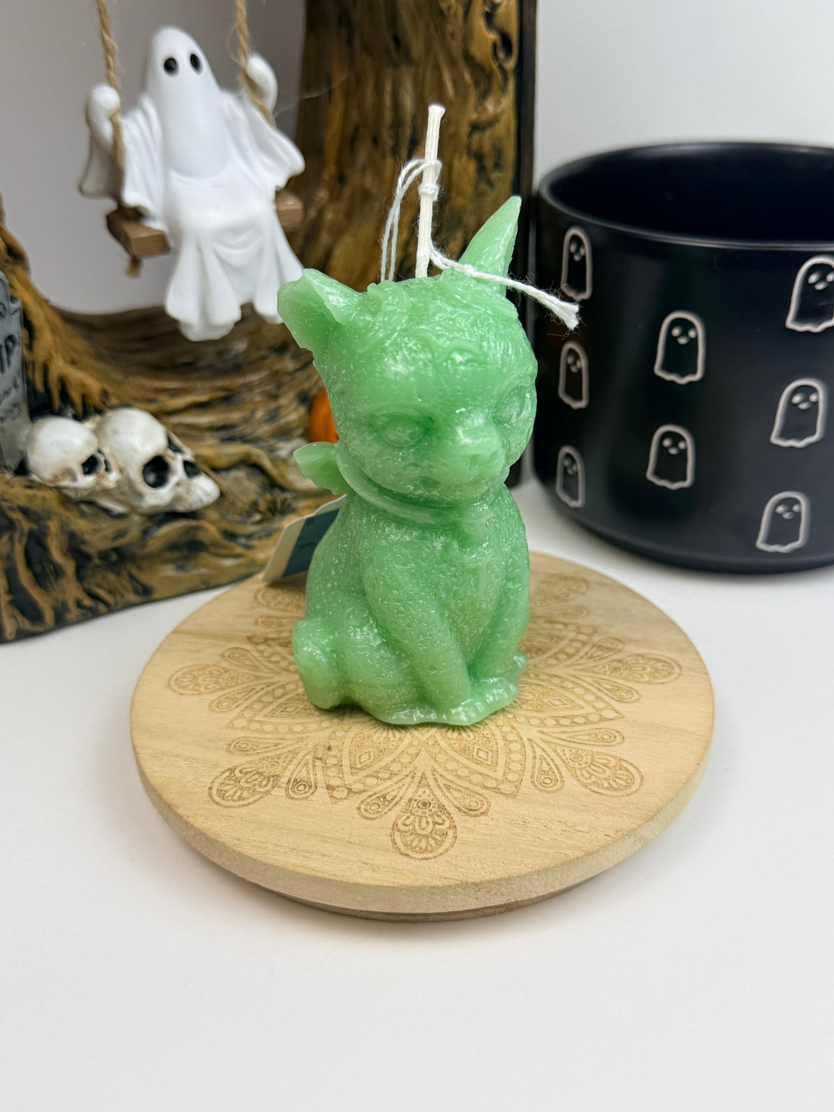 Caramel Apple Demon Cat Shaped Beeswax Candle