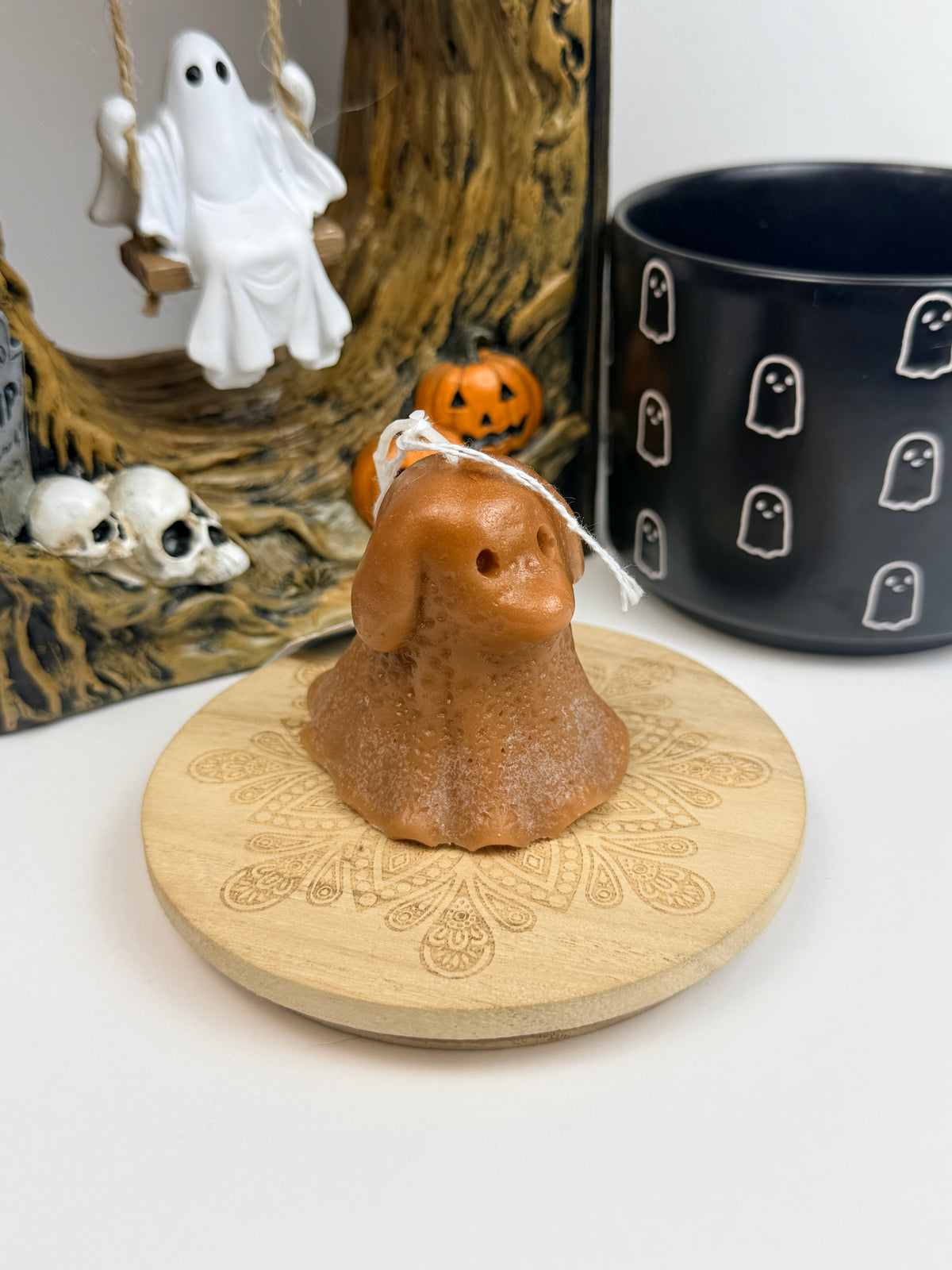 Maple Pecan Ghost Dog Shaped Beeswax Candle