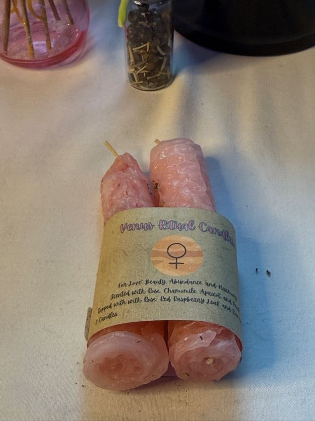 Venus Hand-Rolled Beeswax Spell Candles