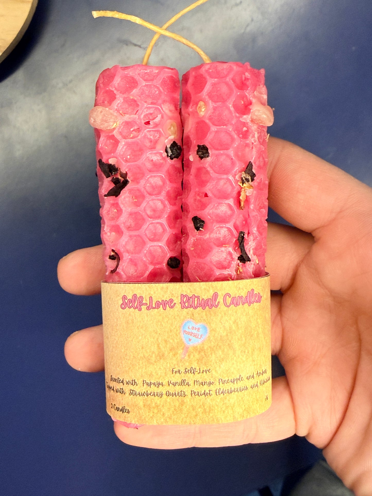 Self-Love Hand-Rolled Beeswax Spell Candles