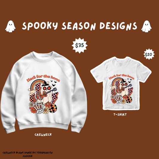 Pre-Order Here for the Boos Halloween  Tshirts and Crewnecks
