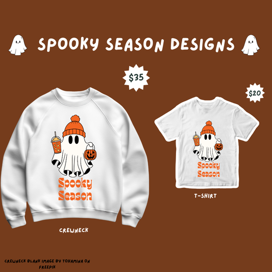 Pre-Order Spooky Season Ghost Tshirts and Crewnecks