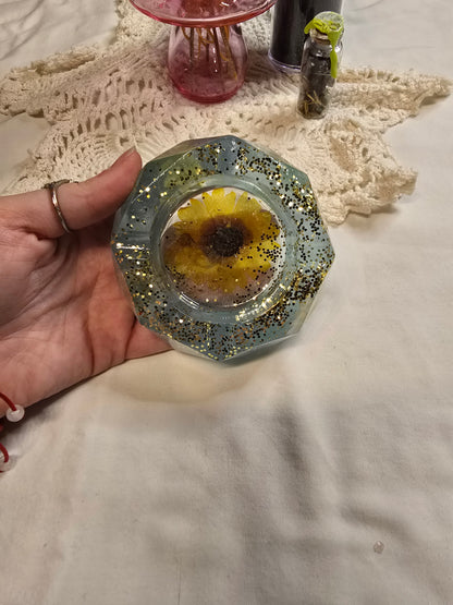 Resin Ashtray with Crystal Chips Inside