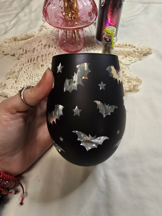 Bat Stemless Wine Glass