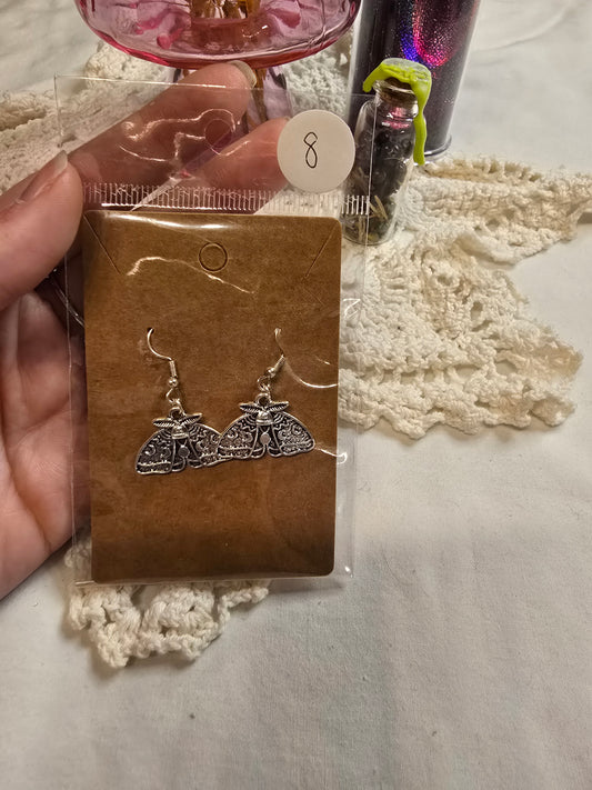 Silver Luna Moth Charm Earrings