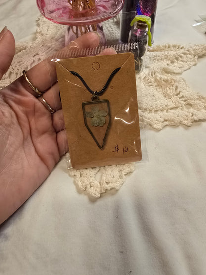 Resin Pressed Flower Necklace Upside down House Shape