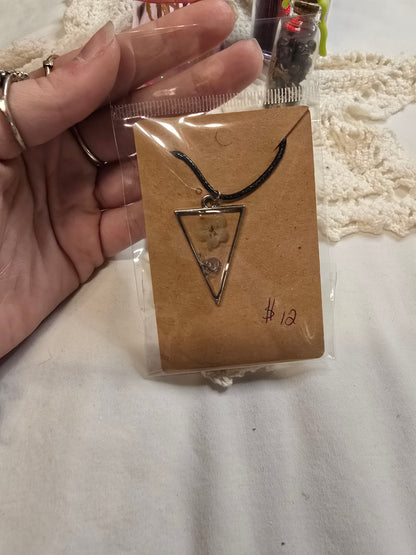 Resin Pressed Flower Necklace Triangle