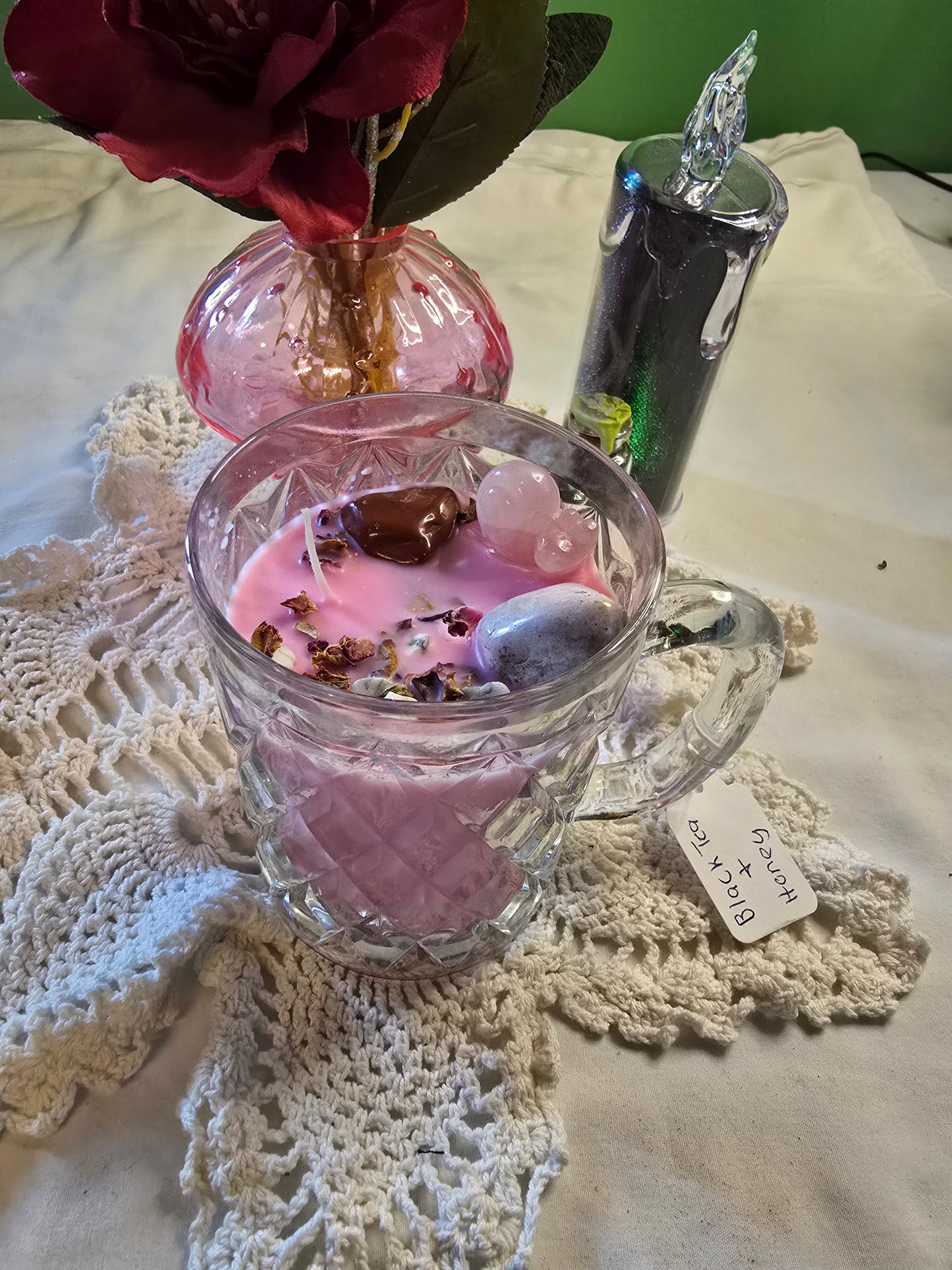 Diamond Glass Mug Black Tea and Honey