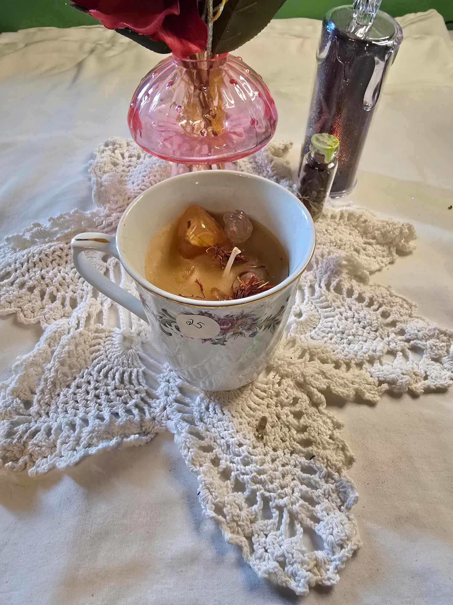 Pink Floral Tea Cup Fruit Farm