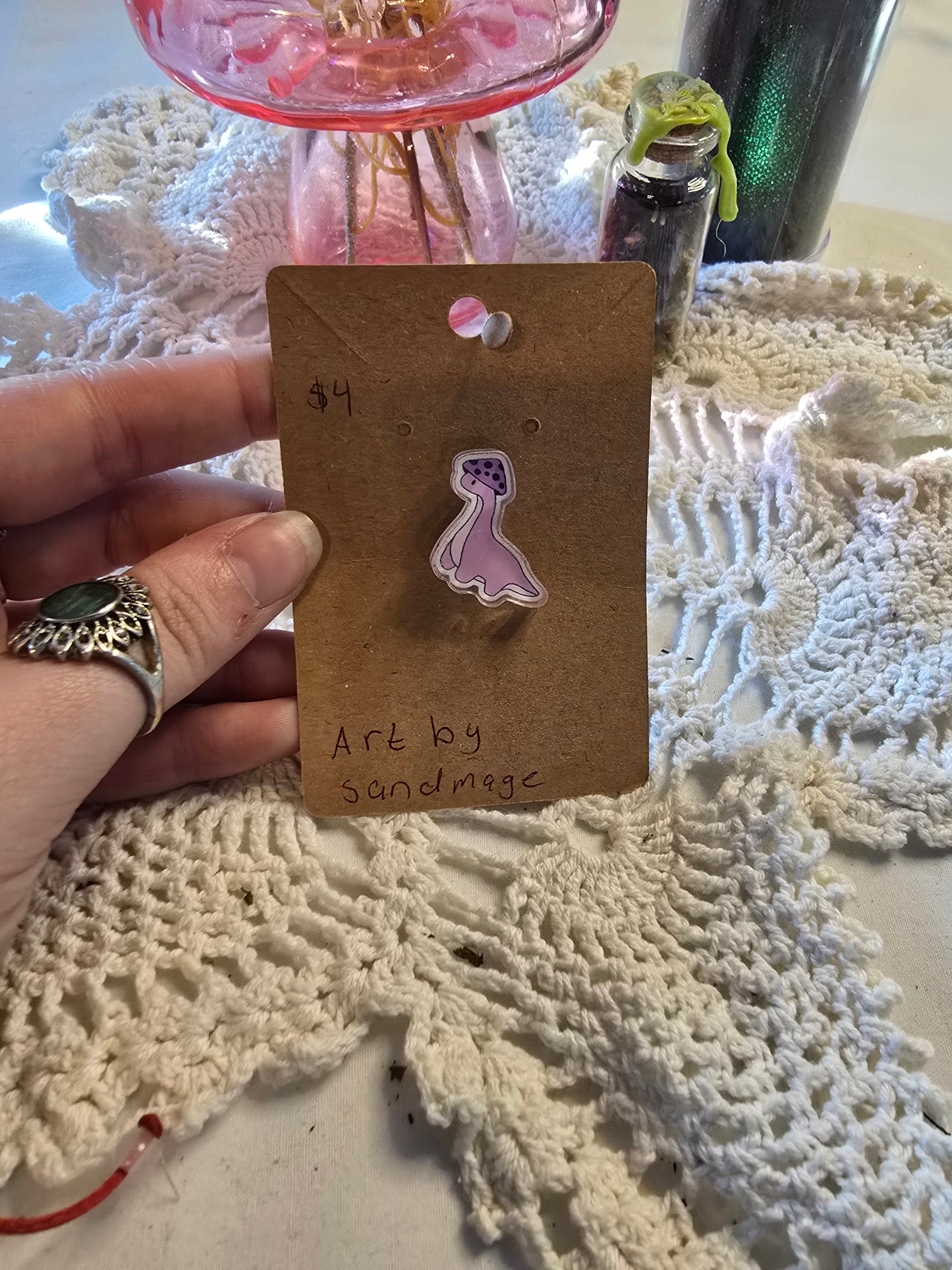 Dino with Mushie Hat Pin