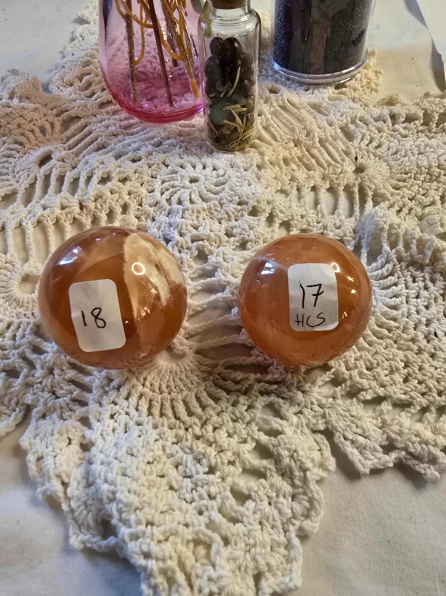 Honey Calcite Spheres