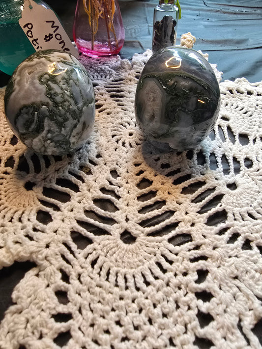 Moss Agate Large Skulls