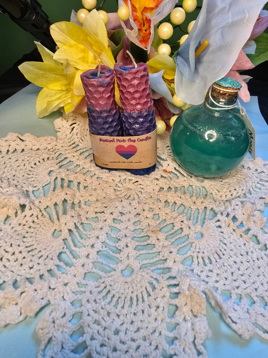 Bisexual Flag Hand-Rolled Beeswax Candles