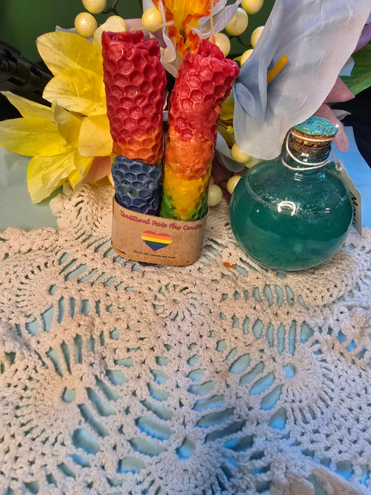 Traditional Pride Flag Hand-Rolled Beeswax Candles