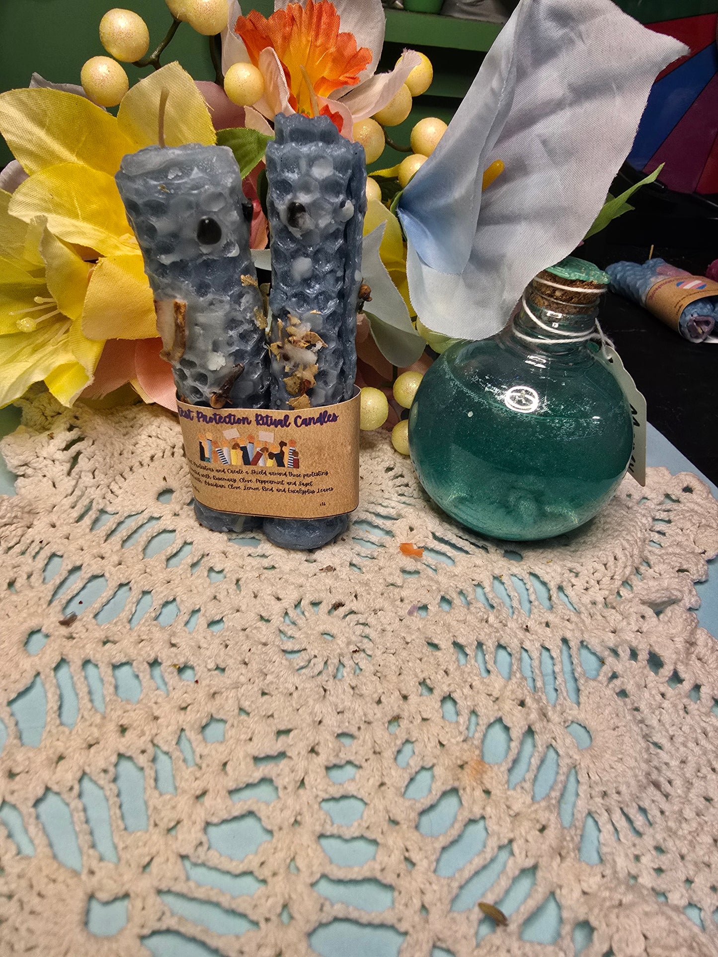 Protest Protection Hand-Rolled Beeswax Spell Candles