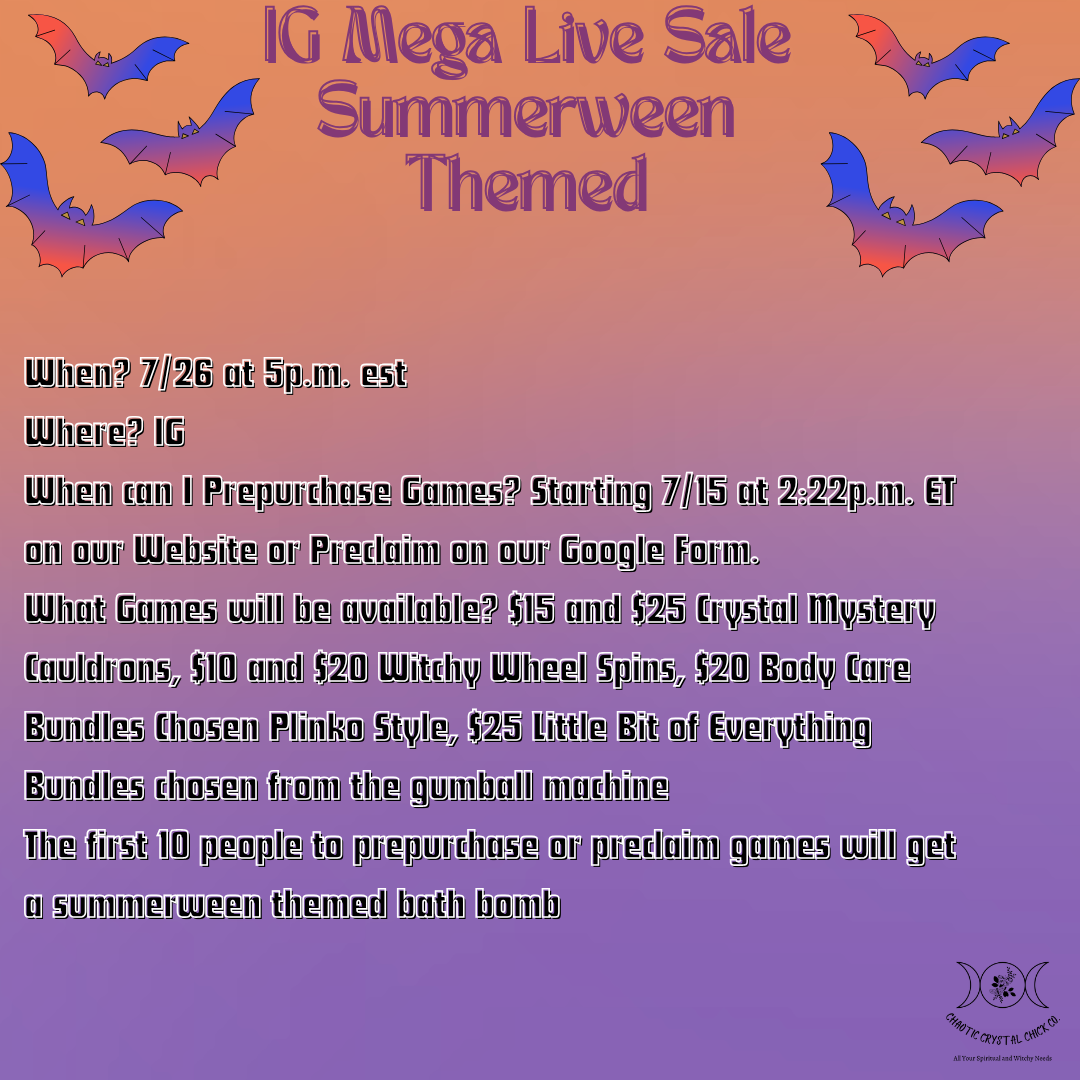 Mystery Crystal Cauldrons  7/26  Instagram Live Sale Game