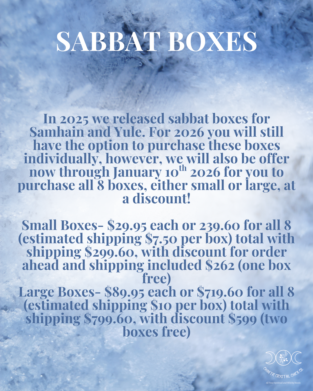 Elle's Vault Sabbat Boxes Full Set of 8 for the 2026 Calendar Year