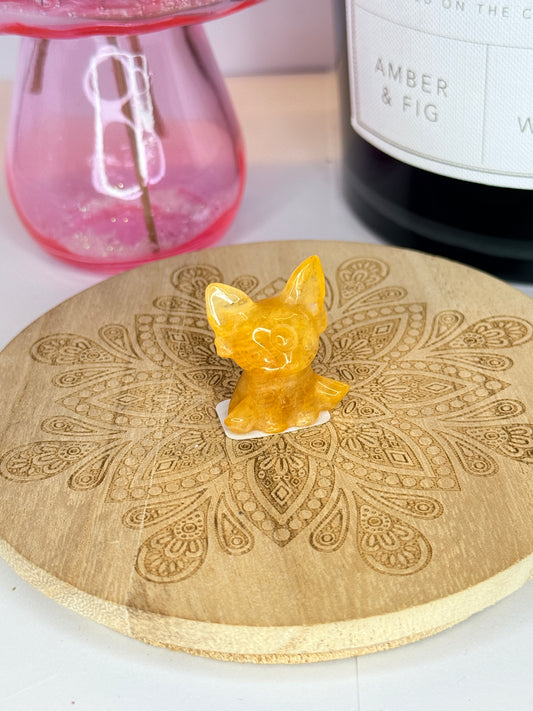 Golden Healer Quartz Espeon-Inspired Carving