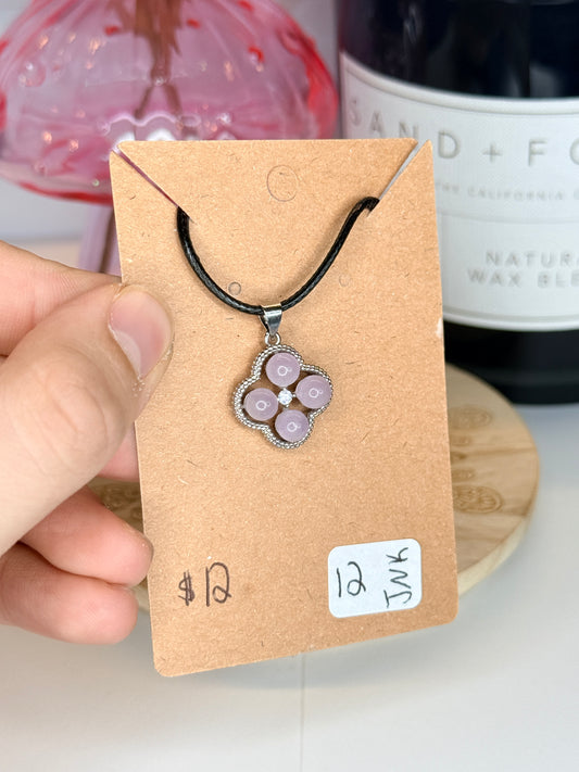 Kunzite Clover Pendant Necklace