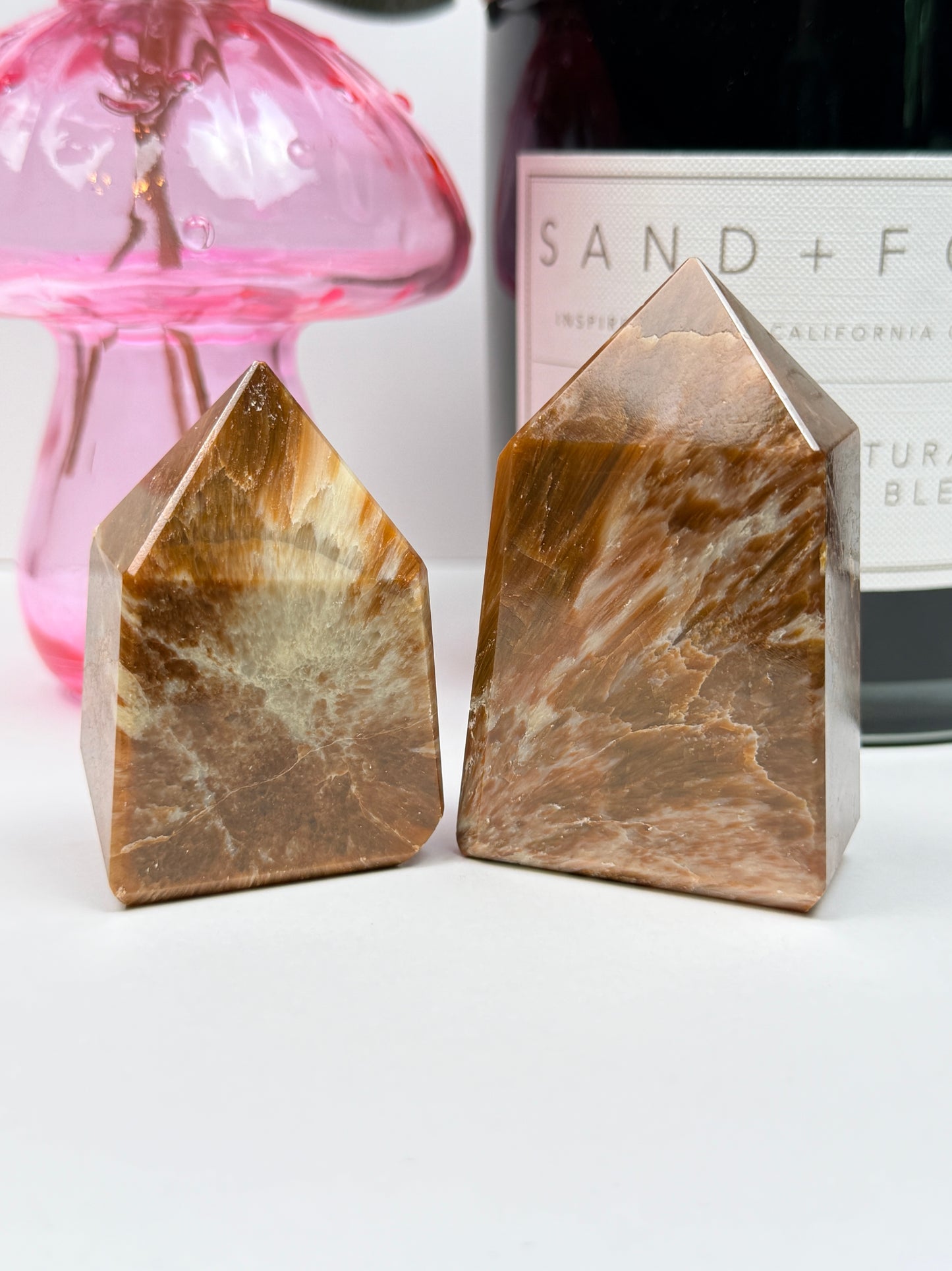 Scolecite with Peach Stilbite Freeforms