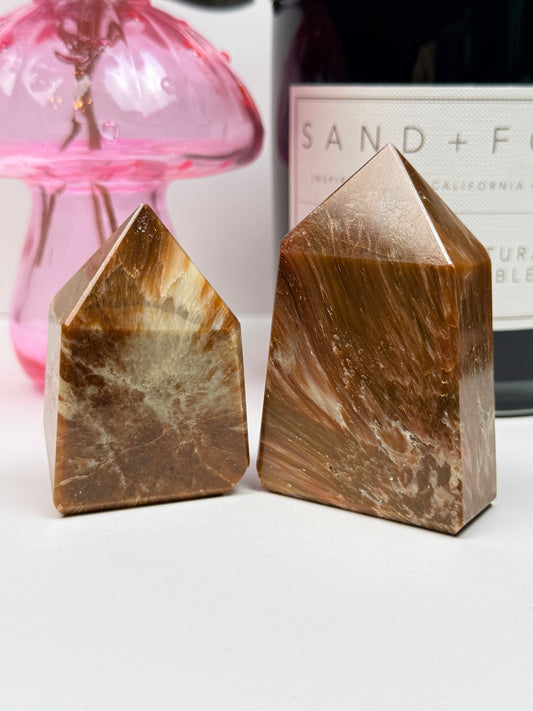 Scolecite with Peach Stilbite Freeforms