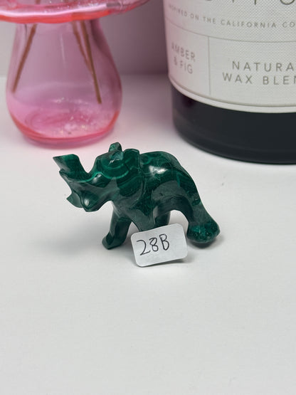 Malachite Elephant Carvings
