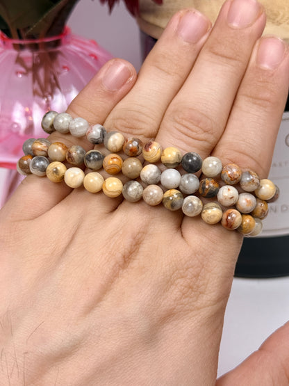 6mm Crazy Lace Agate Bracelet