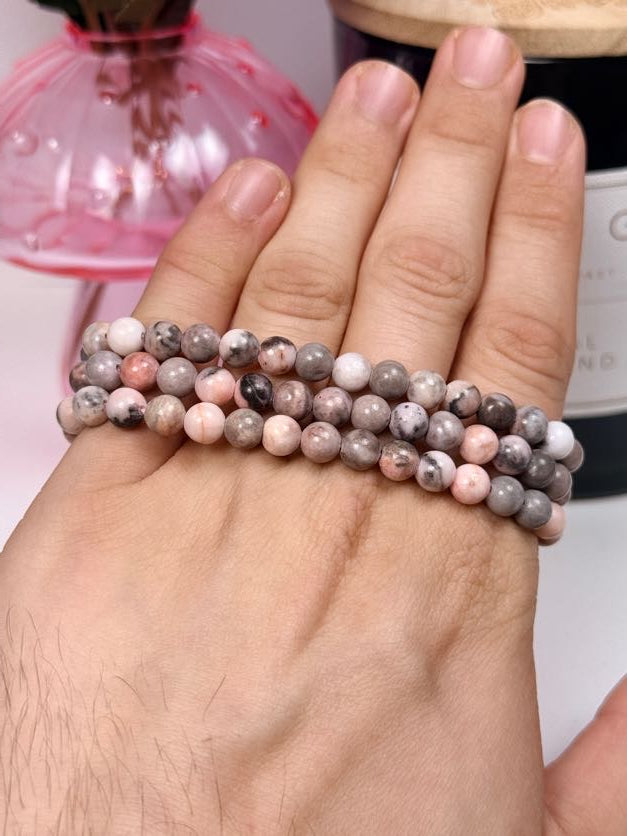 6mm Pink Zebra Jasper Bracelet