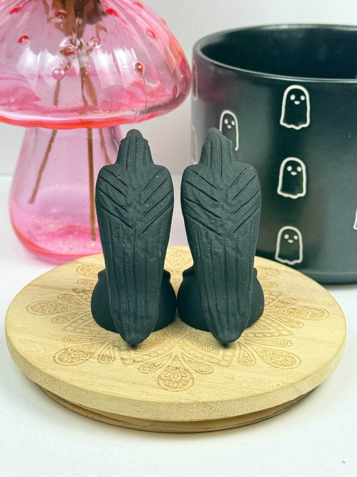 Large Obsidian Raven Carvings