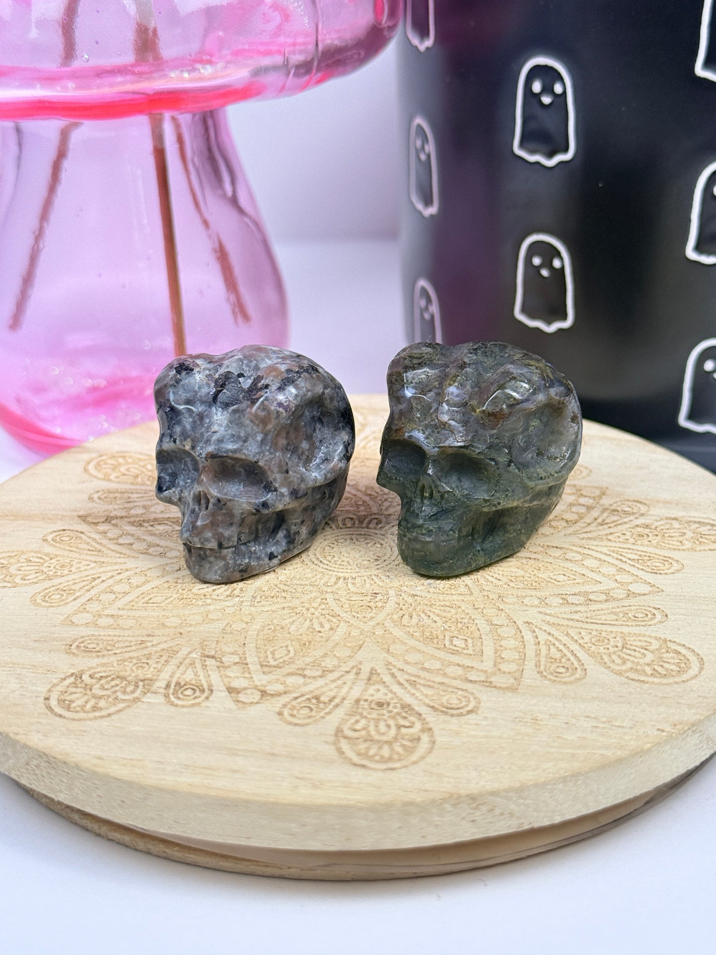 Crystal Horned Skull Carvings
