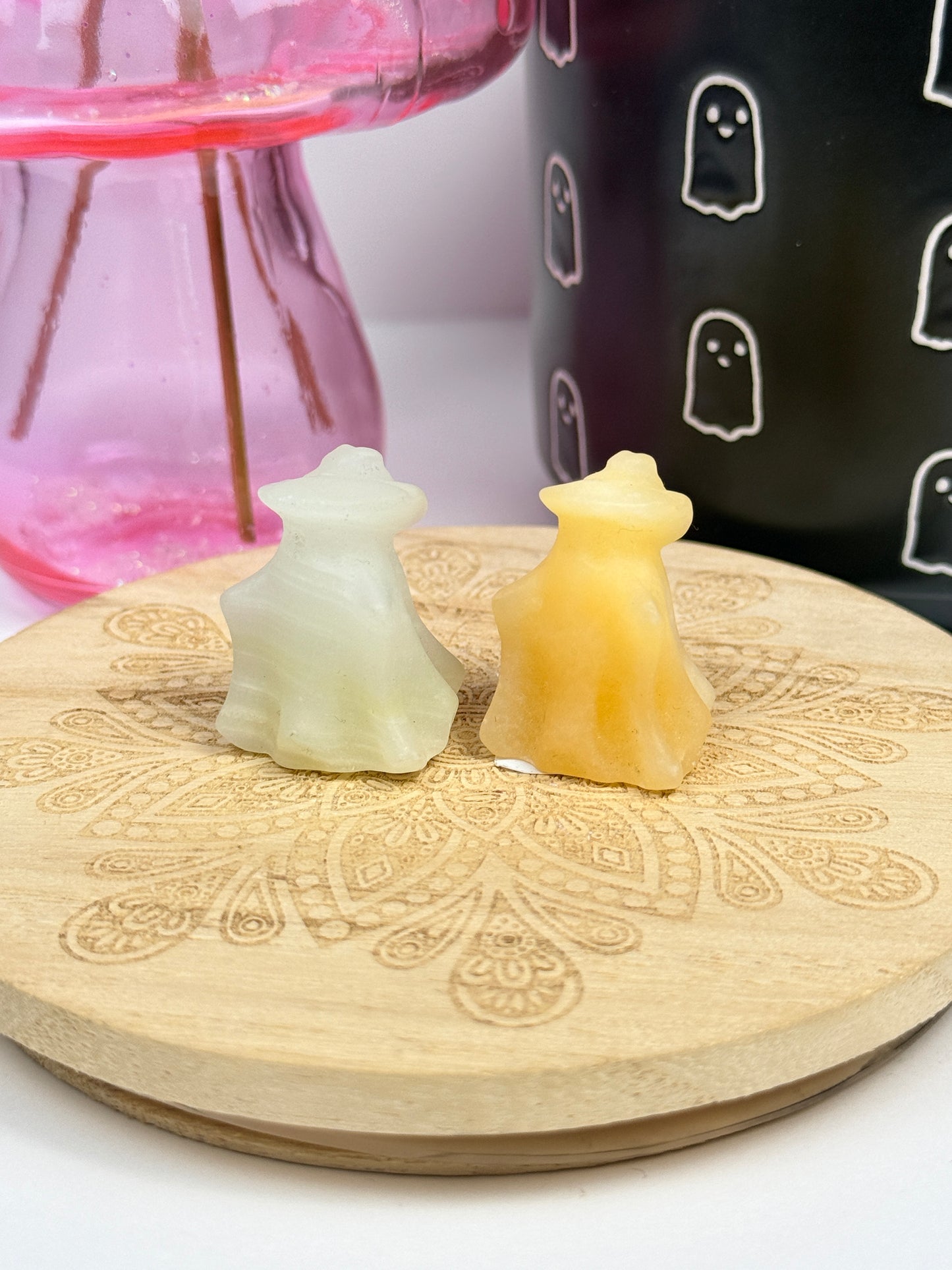 Crystal Witch Hat Ghost Carvings