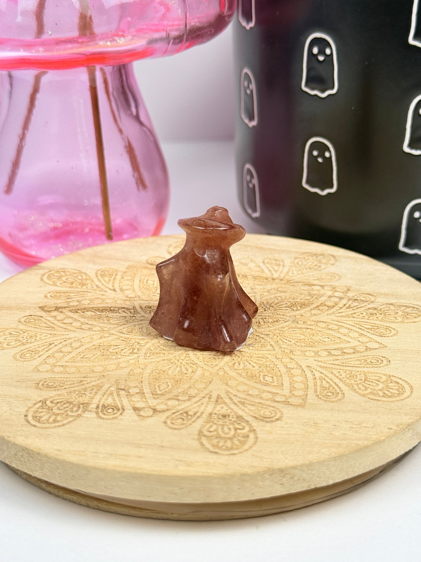 Crystal Witch Hat Ghost Carvings