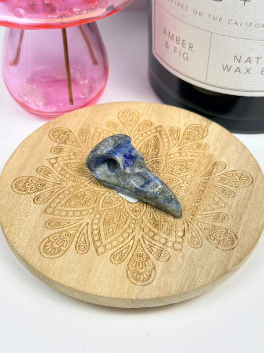 Lapis Lazuli Raven Skull