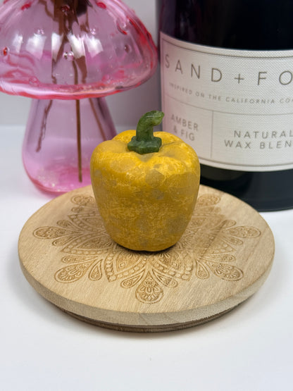 Orange Calcite and Serpentine Bell Pepper