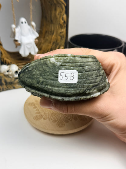 Serpentine Skull Snail Statue