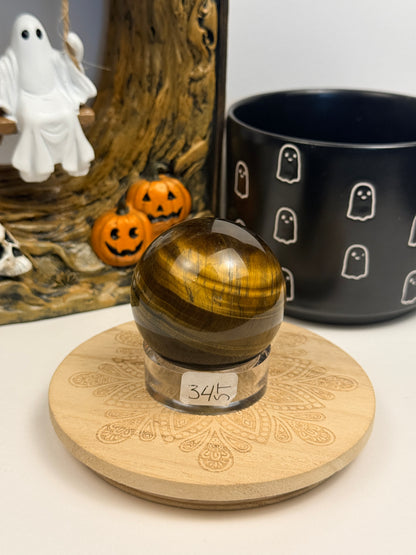 Tiger's Eye Spheres with Stands